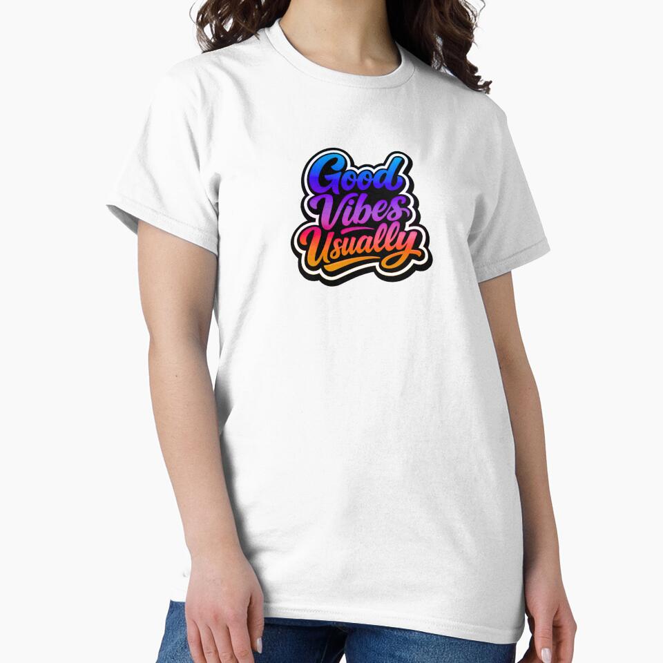 Good Vibes Usually Retro Funny Quote Typography - Blue Purple Orange by Rock Bottom Press