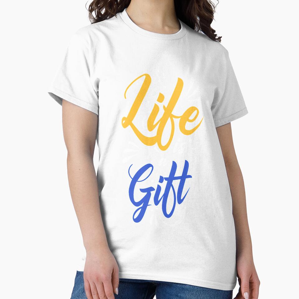 Live Life | Live In The Moment | Life Is A Gift | Typography Motivational Quote by Words Have Life Christian T-Shirts & More