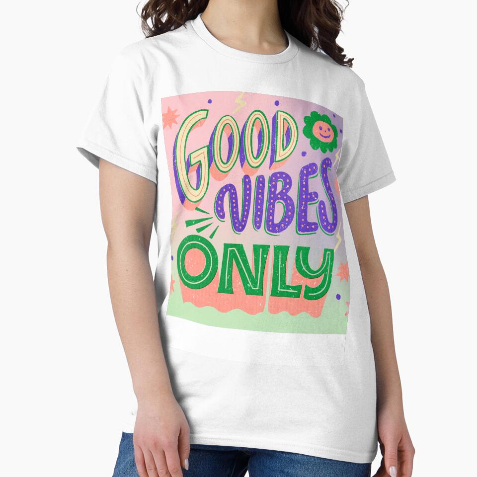 "Good Vibes Only Retro Groovy Typography Art" by PipForgeStudio