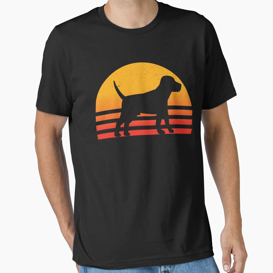 Retro Vintage Silhouette Sun Beagle T-Shirt by Mo-Am