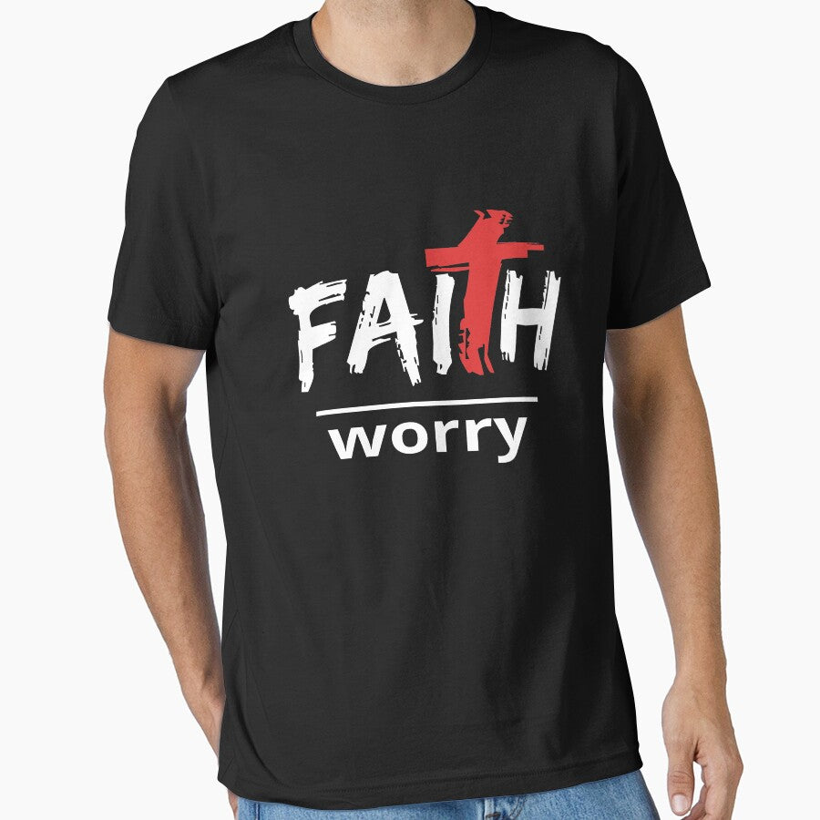 Faith Over Worry Christian Cross Design by Shellbelle44