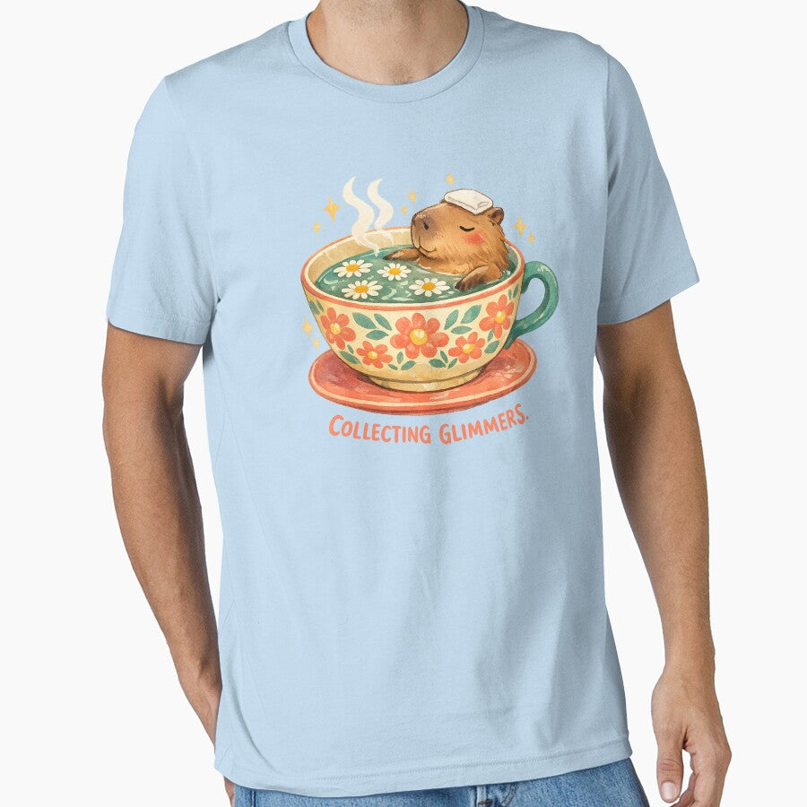 Glimmers Capybara Tea Cup Vintage Watercolor Art by After-Static