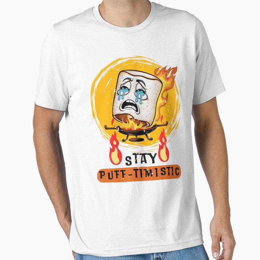 "Stay Puff-timistic" Toasted Marshmallow Campfire Funny by jteart