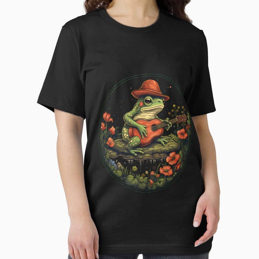 Cottagecore Aesthetic Frog Playing Banjo on Mushroom Cute by anass002