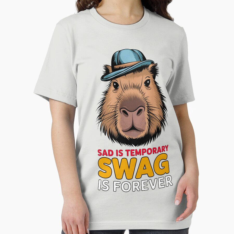 Sad Is Temporary, Swag Is Forever - Cool Capybara Face Design by Stylish Grapefruit Familia