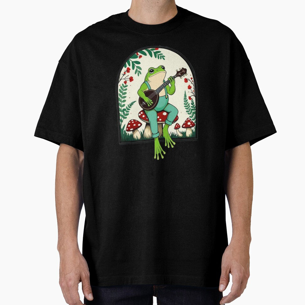Cottagecore Frog with Banjo – Cute Nature Aesthetic by PrinToria-1