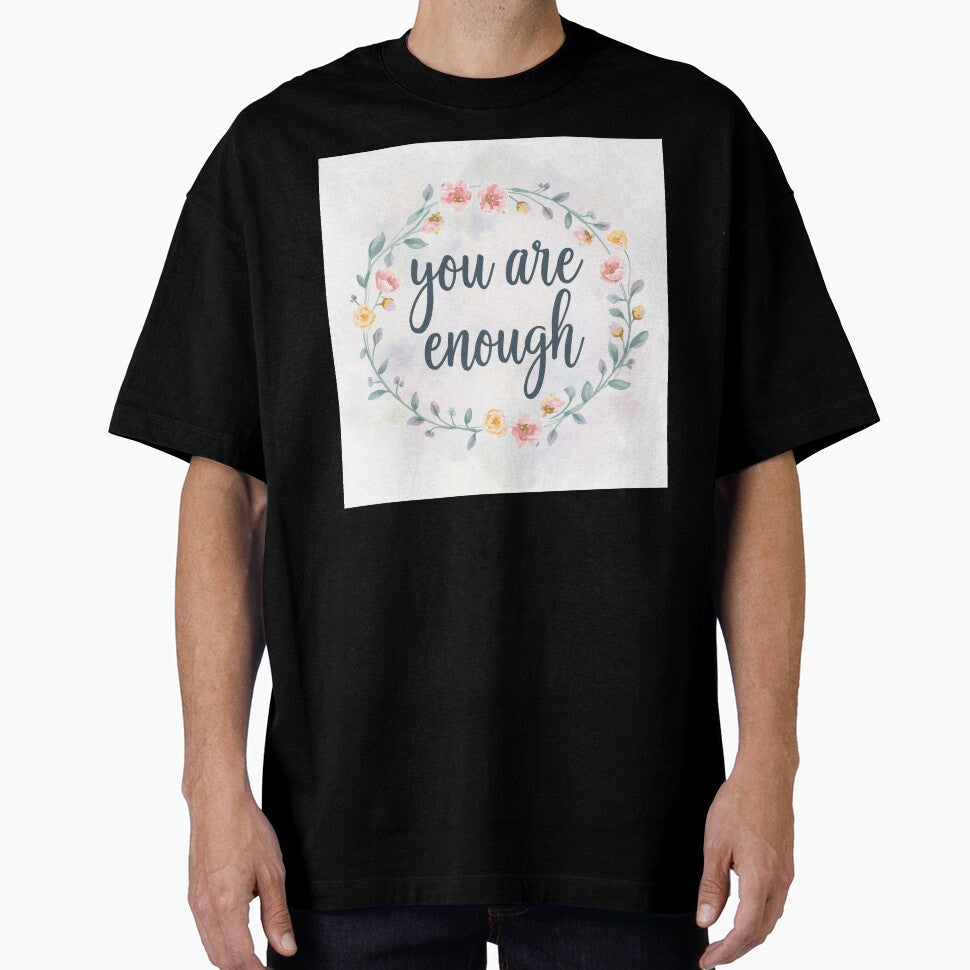 You Are Enough - Mental Health Positivity Quote with Wildflower Wreath by PrimeGens