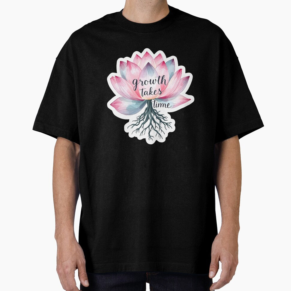 Growth Takes Time Lotus Flower - Watercolor Mental Health Affirmation Art by GipsyAvenger