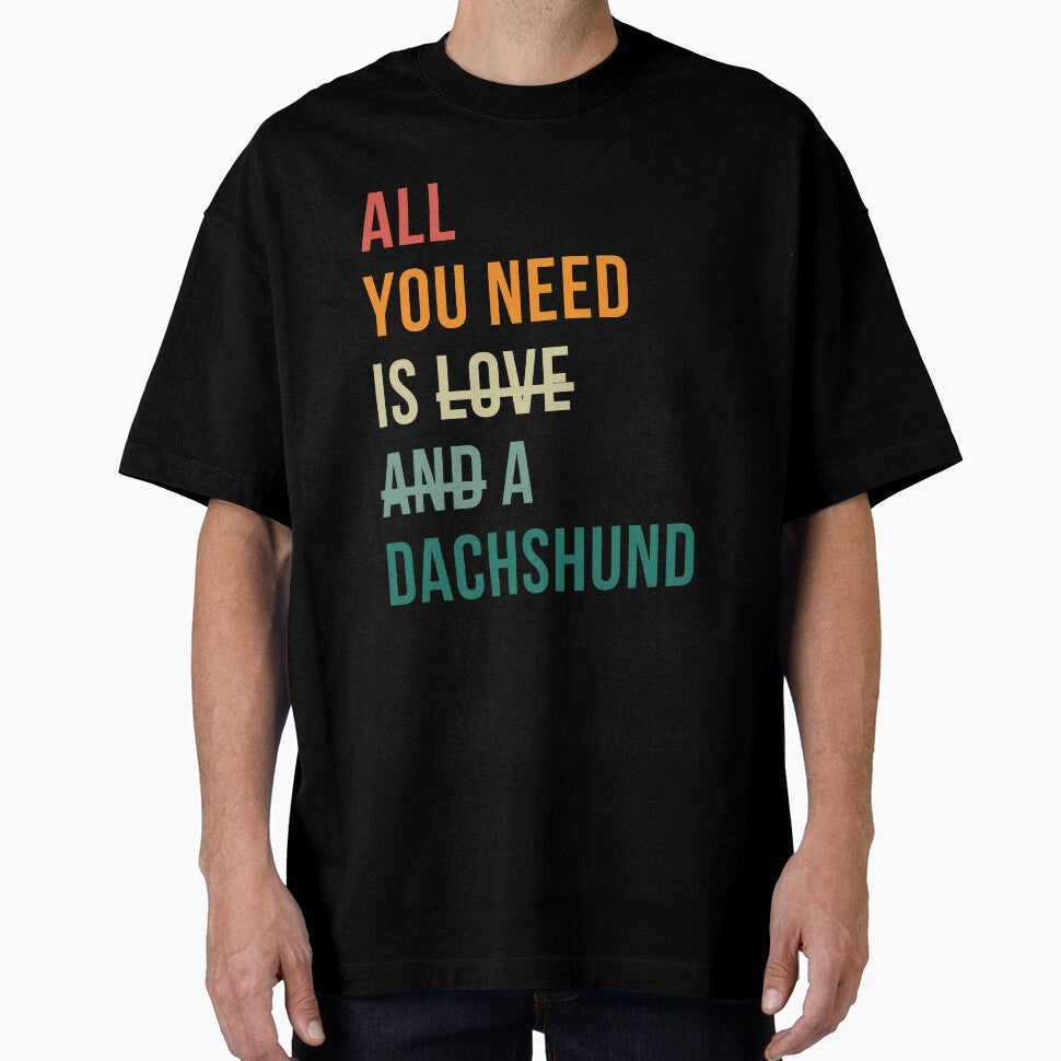 Retro all you need is love and a Dachshund dog breed design by 29Bumblebee