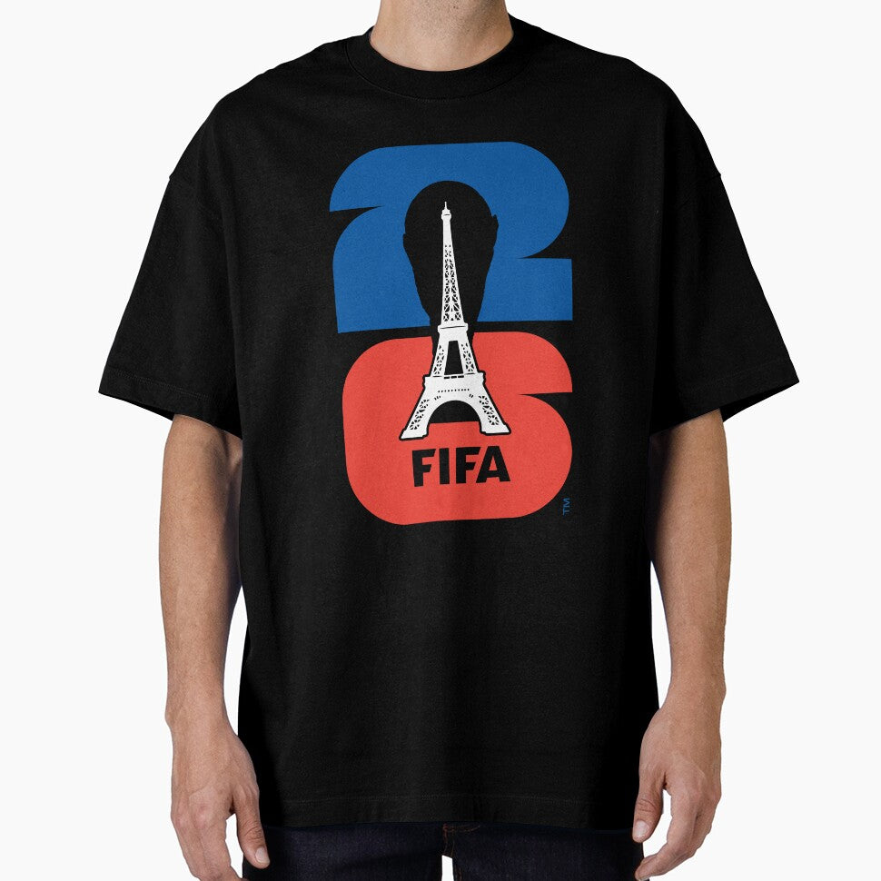 France Eiffel Tower FIFA Football Fan Minimal Graphic T-Shirt by Valisdesign