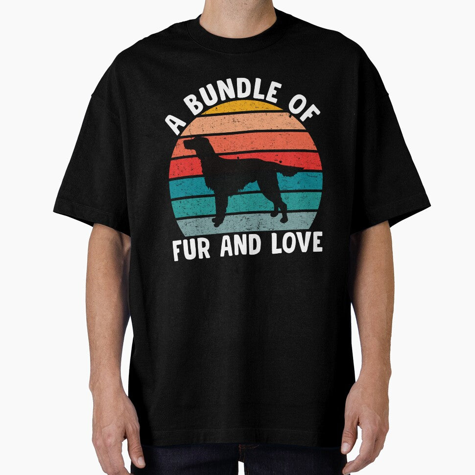 A Bundle Of Fur And Love Retro Sunset irish setter dog by finchestee