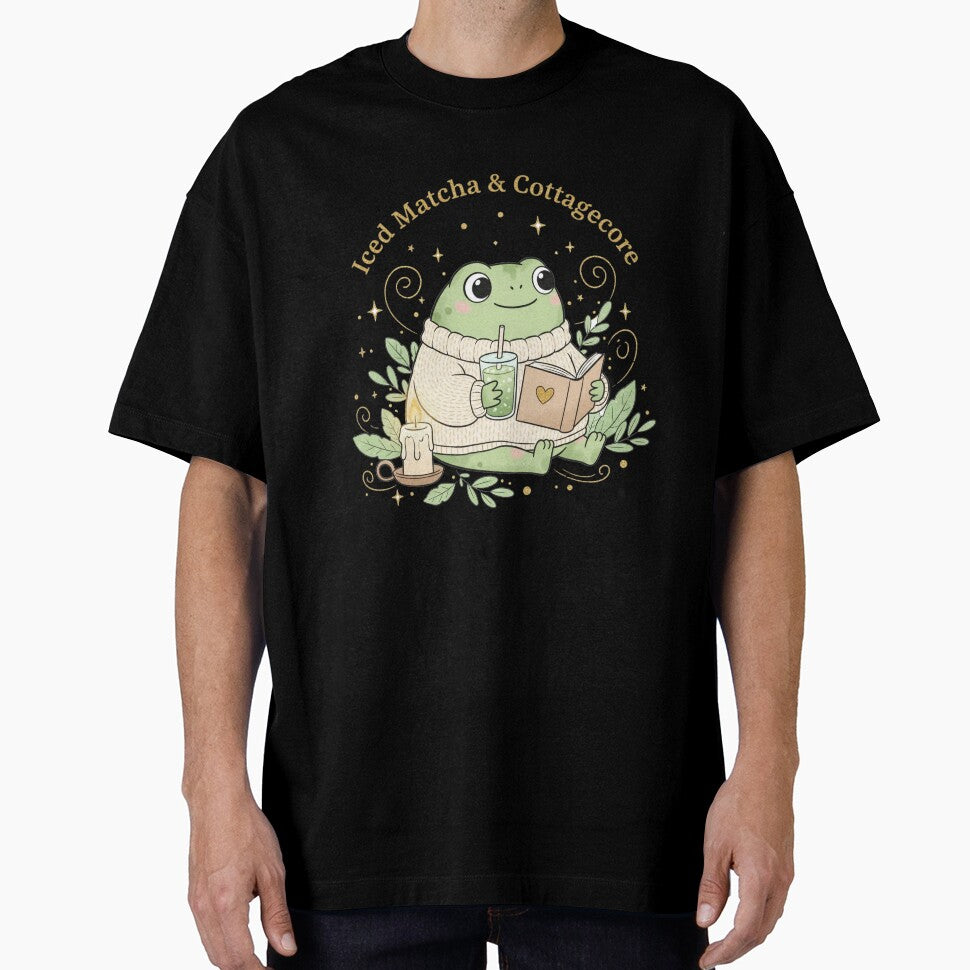 Iced Matcha Cottagecore Frog Cozy Reading Aesthetic by wandsandwhimsy