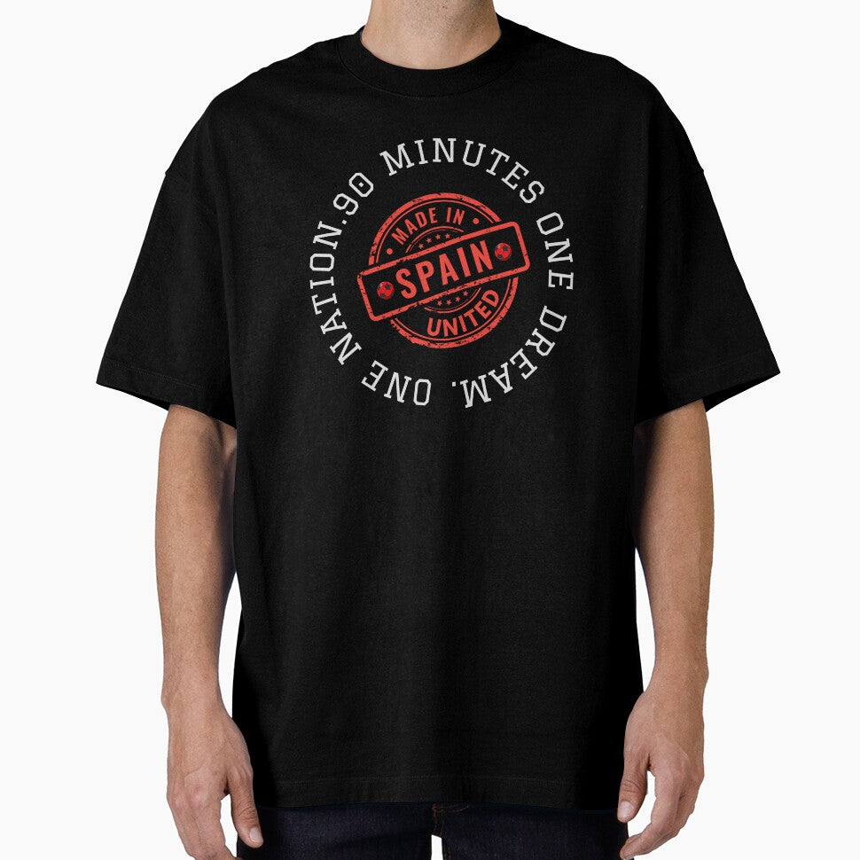 Spain Football Fan T-Shirt | 90 Minutes One Nation One Dream | Vintage Soccer Supporter Design by PodXDesigns