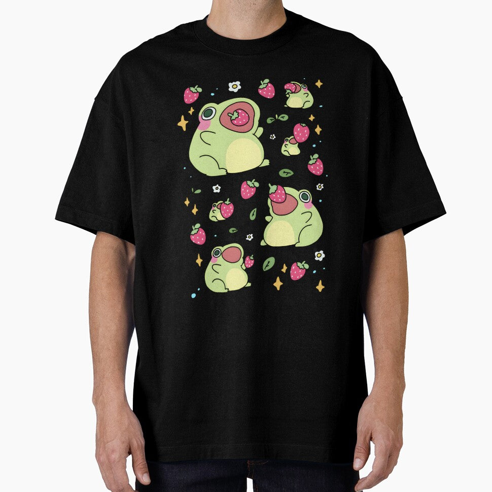 Cute Kawaii Pastel Frog with Strawberry by JodanySejour