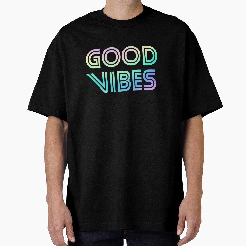 Gradient Pastel Green Spectrum Stripes 3D Extruded Retro Vintage Sans Serif Display Typography Good Vibes Quotes by Cawaiico