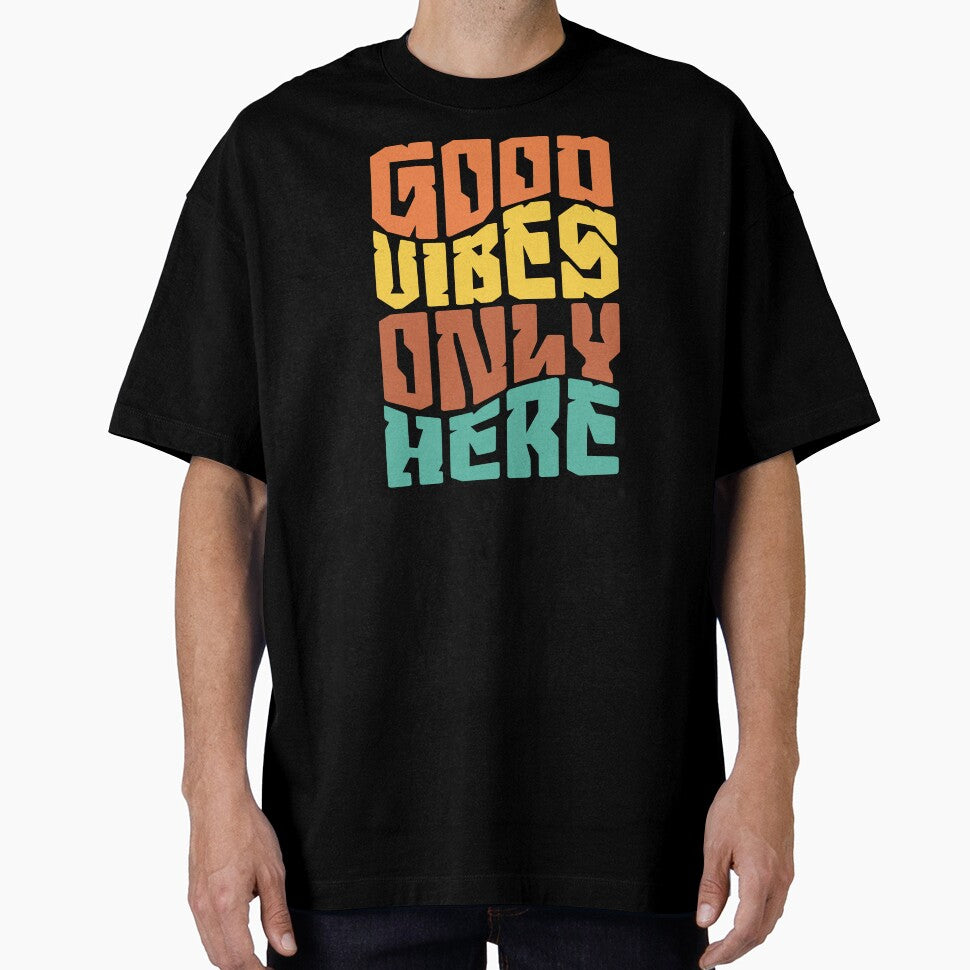 Good Vibes Only Here Groovy Retro Positive Typography by Parkerzz