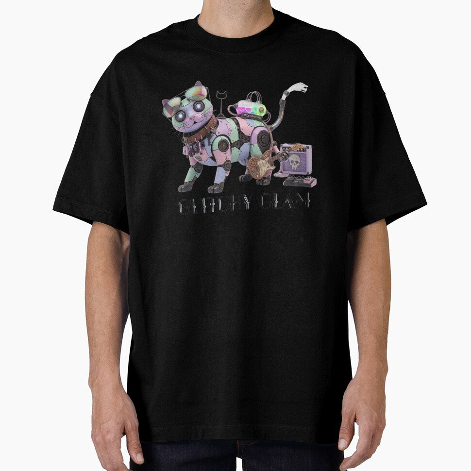 Glitchy Glam Pastel Goth Robot Cat by dcohea