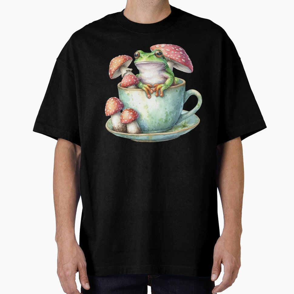 Frog and Amanita Mushrooms in a Mug by JuliaPop