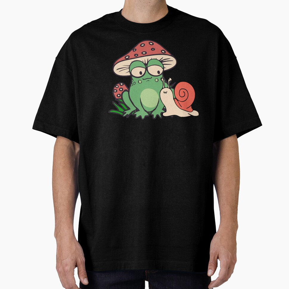 Cottagecore Aesthetic Frog Snail Cute Mushroom Hat Toad Illustration by alenaz