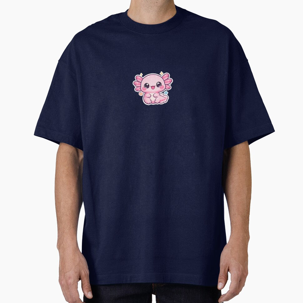 Cute Pink Axolotl Kawaii Cartoon – Adorable Pastel Axolotl Sticker & T-Shirt Design by irfanshikh