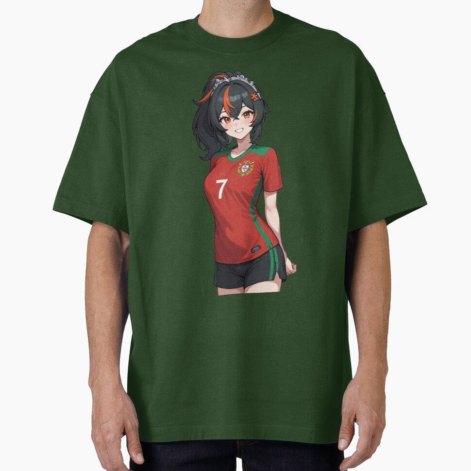Anime Soccer Girl Portugal Jersey Number 7 Art by Jimakmo