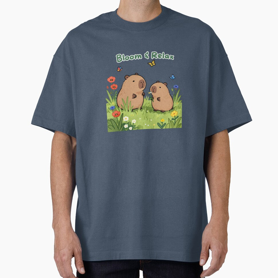 Bloom & Relax - Cute Capybara Garden Illustration by BCapybara