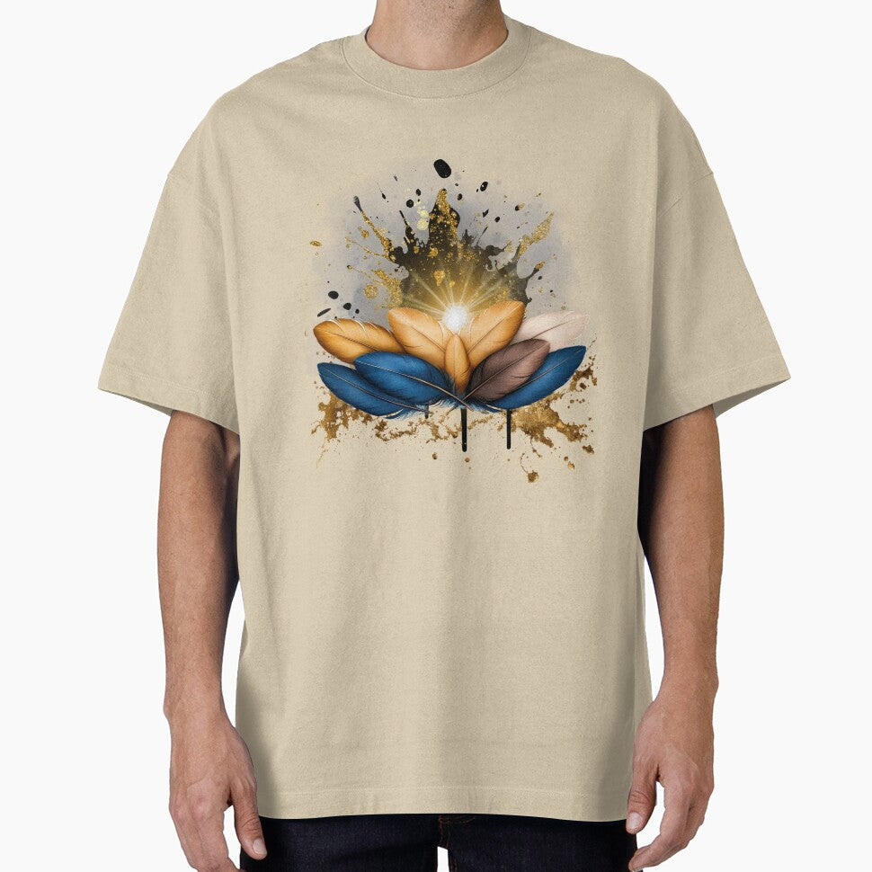 Golden Feather Boho Art | Luxury Abstract Design by ChenEngEng