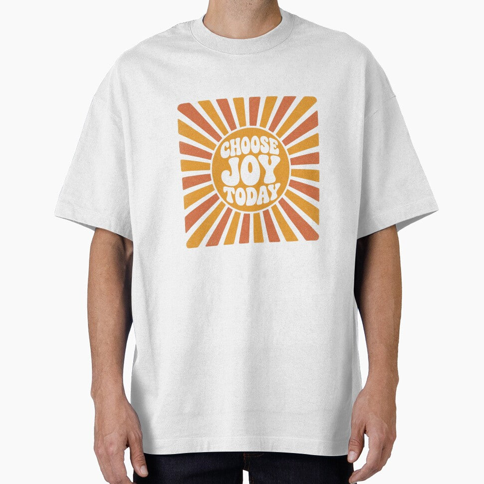 Choose Joy Today retro sunburst 70s affirmation wellness gift by language-des