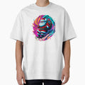 Vibrant Santa Claus design , Santa riding the cosmic wave , Colorful and fun festive , Unique Christmas gift by Indyadizine