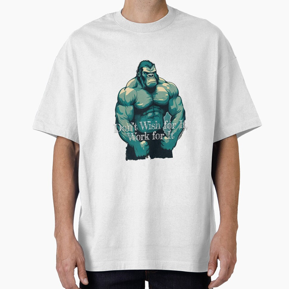 Don't Wish for It, Work for It Bodybuilding Fitness Gym Workout Exercise Merch Print  Design by tengamerx