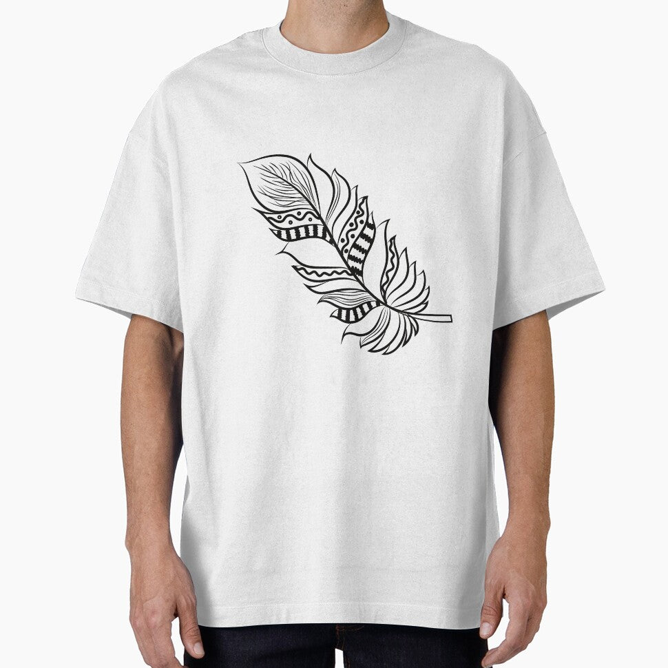 Bohemian Feather Design Black & White by Immadman
