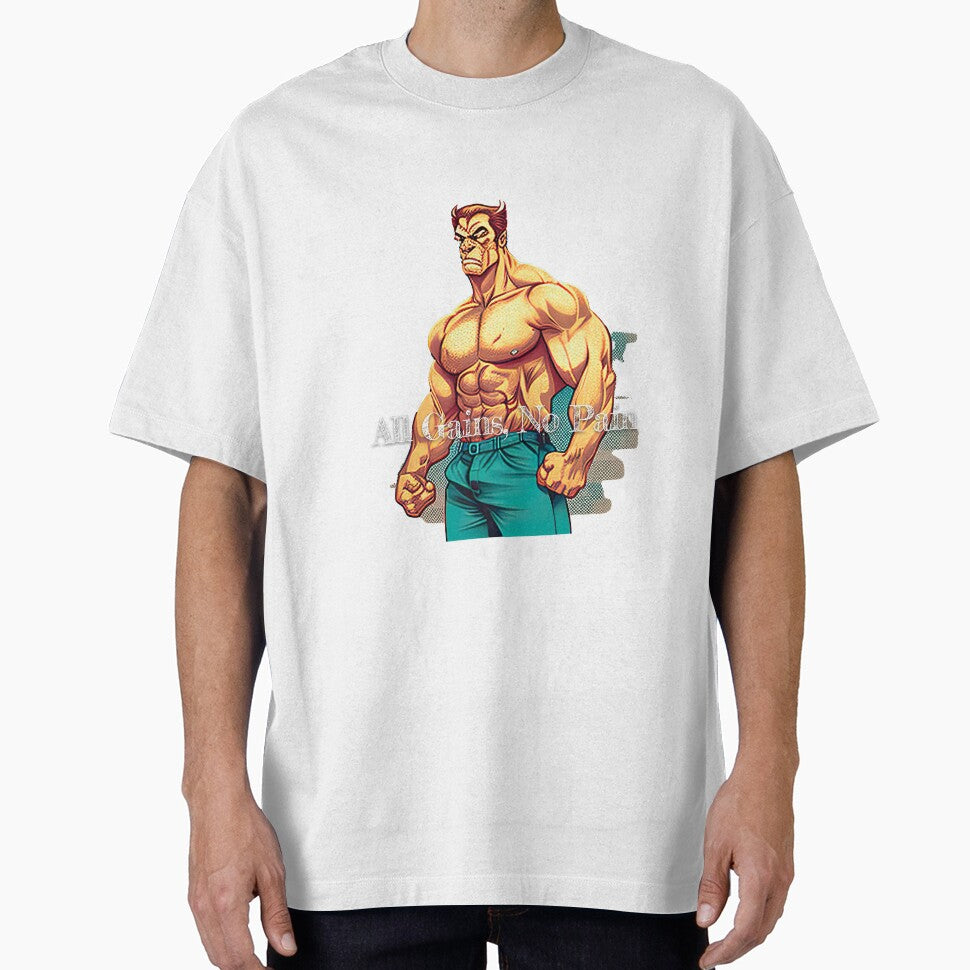 All Gains, No PainDesignBodybuilding Fitness Gym Workout Exercise Merch Print Design by tengamerx