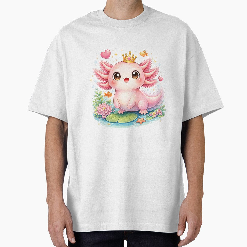 Cute Axolotl With Crown Kawaii Design by Seculinator