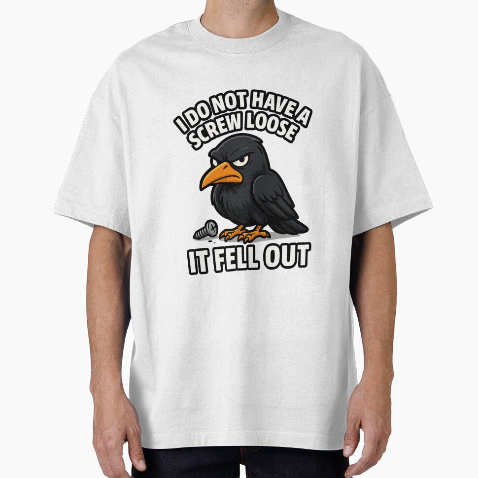 Grumpy Cartoon Crow – Funny Screw Loose Sarcasm Design by DailyDrivesct