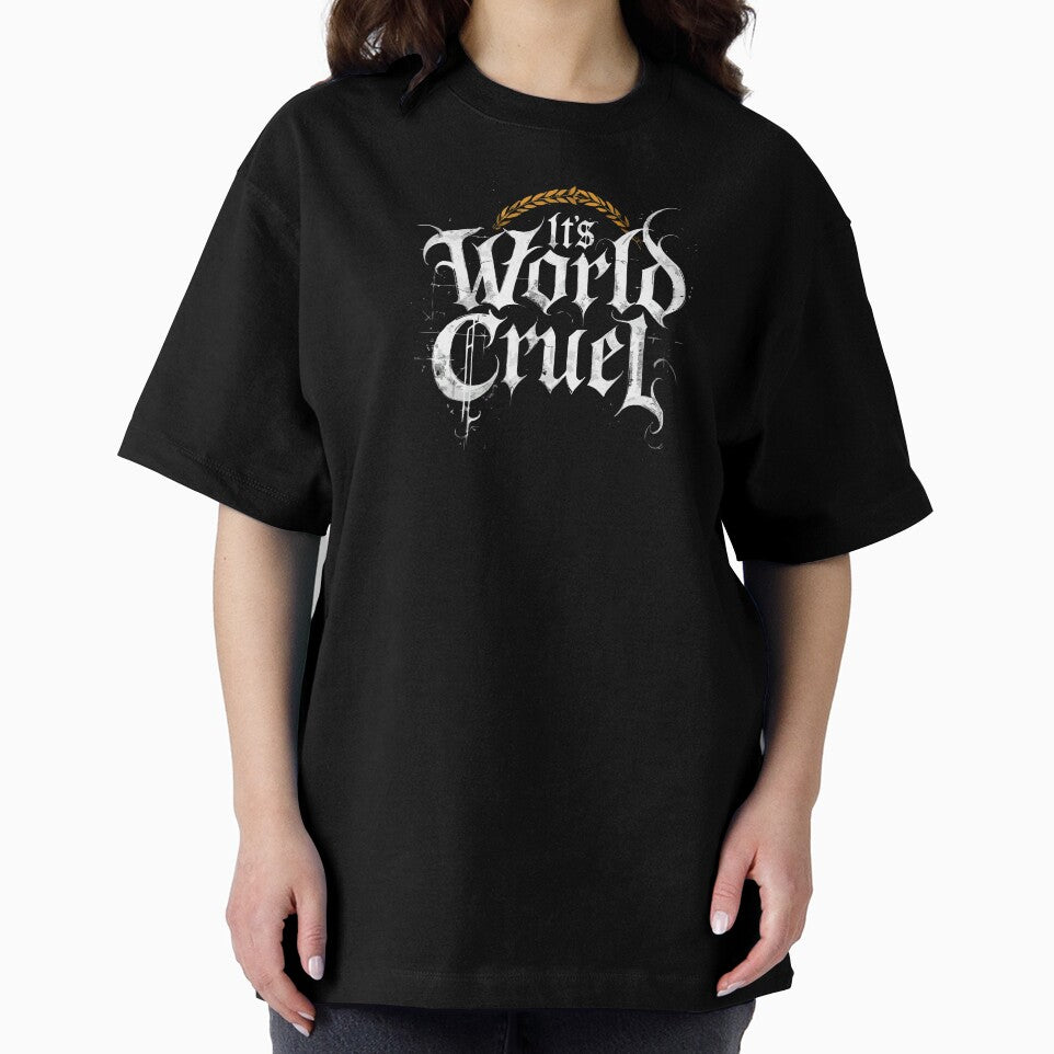 Gothic “It’s World Cruel” Typography Dark Aesthetic by VikArtStudio