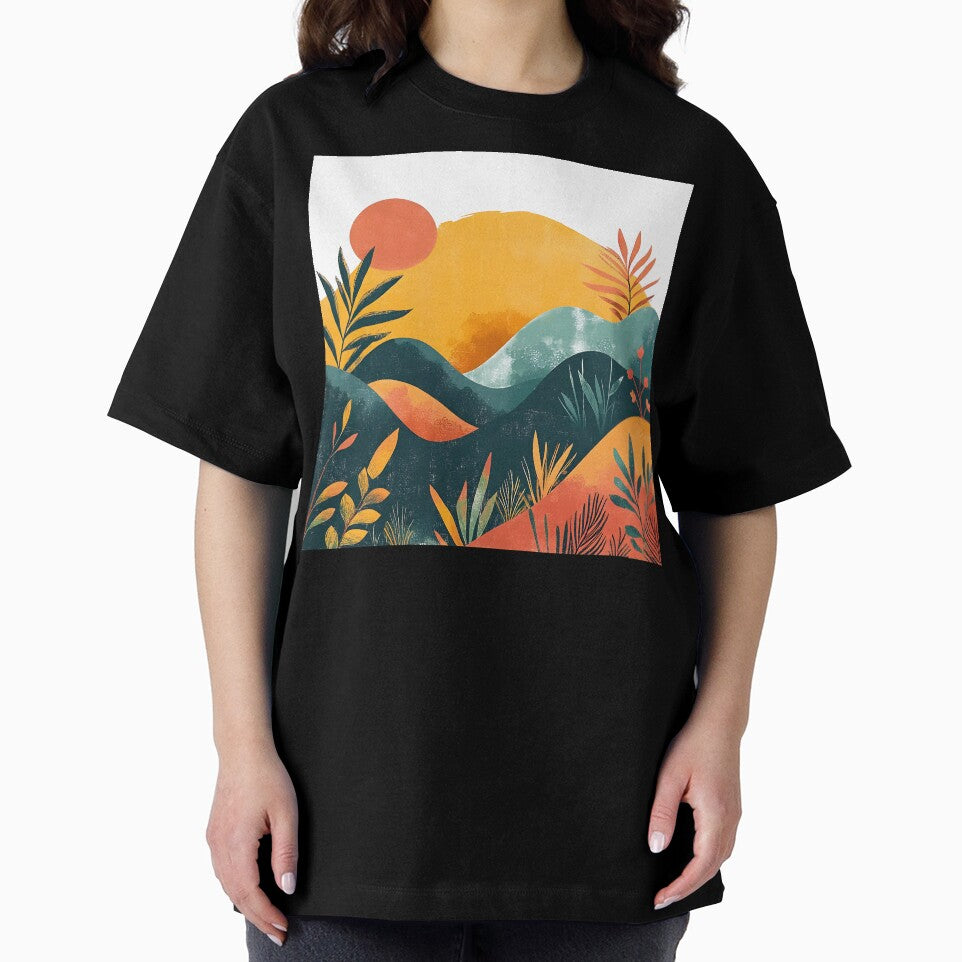 Boho Abstract Landscape: Mountain Sunrise Modern Contemporary Art by DEC02