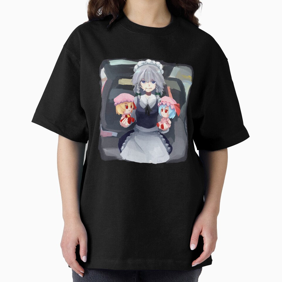 Touhou Project - Sakuya holding Remilia and Flandre fumo - Willem Dafoe meme by 4rdisha