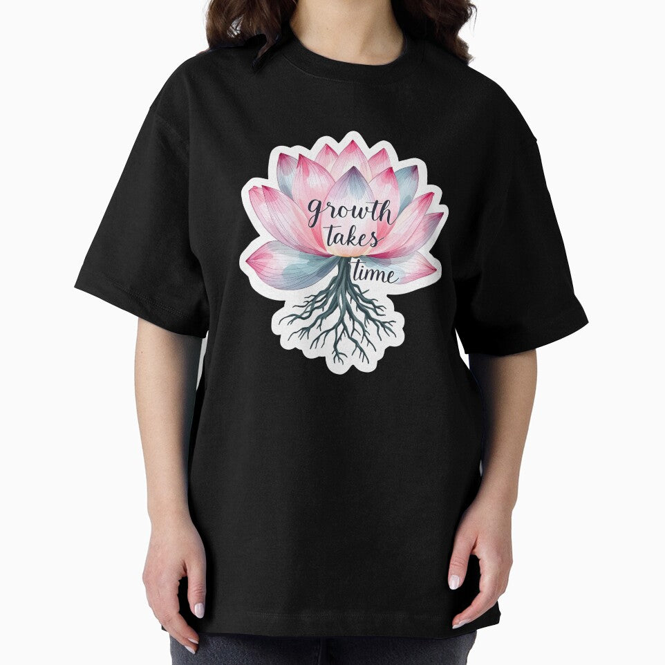 Growth Takes Time Lotus Flower - Watercolor Mental Health Affirmation Art by GipsyAvenger