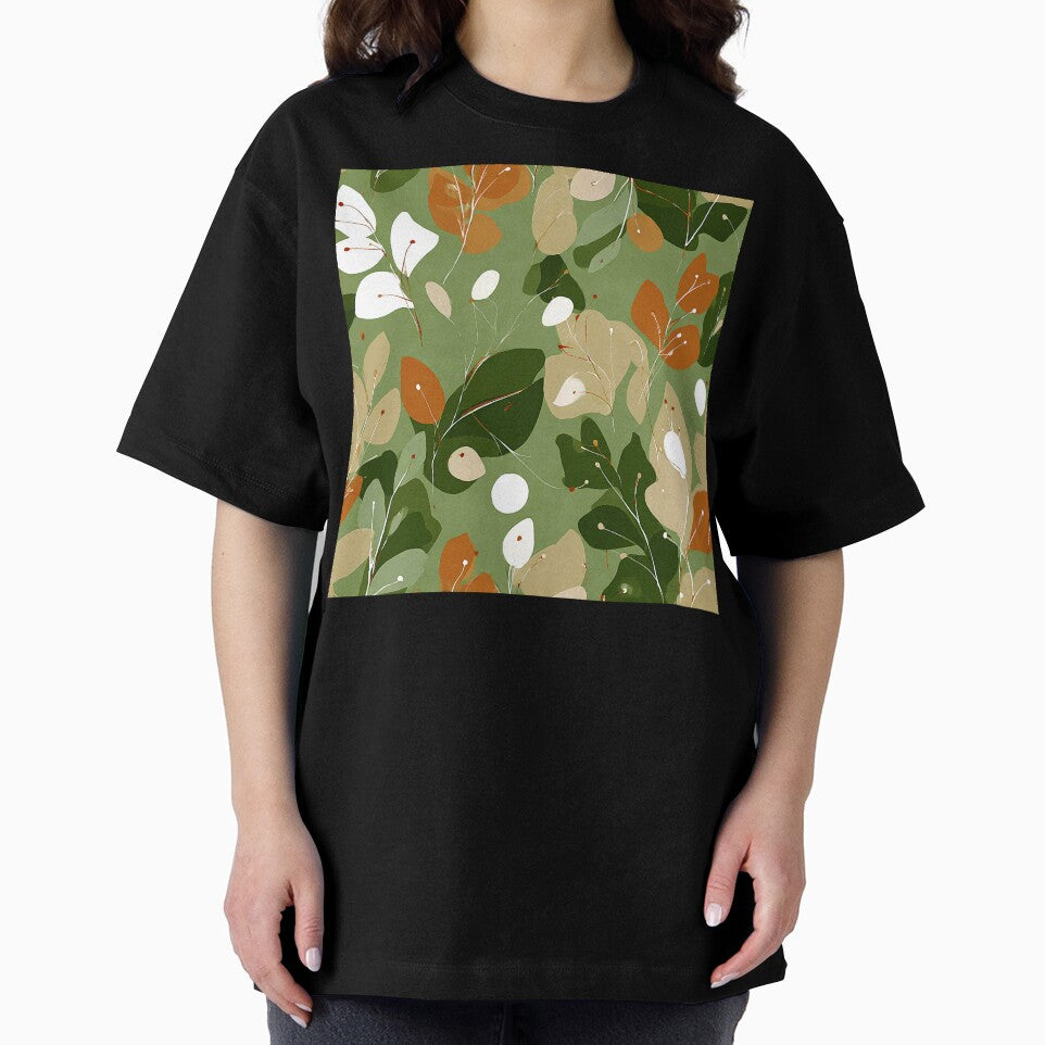 Boho Abstract Leaves In Green, Earthtones, And Orange by DEC02