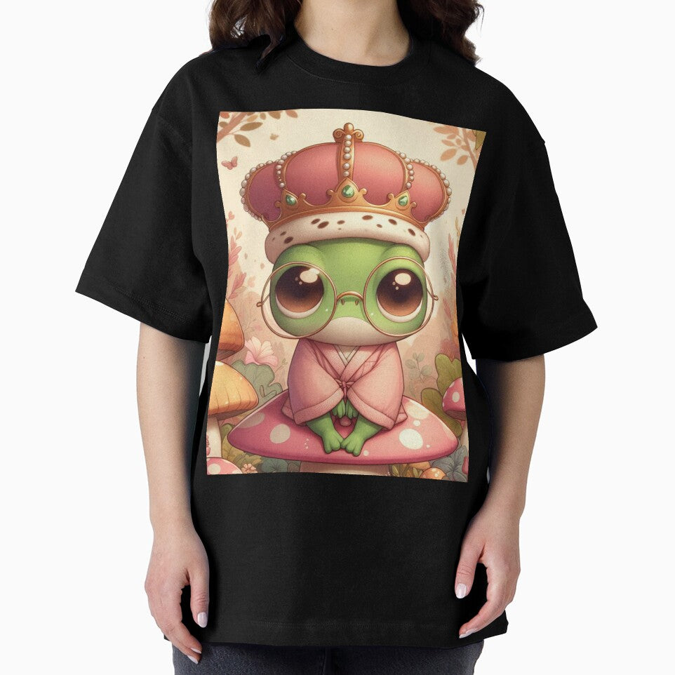 Royal Frog on a Mushroom, Cute Cottagecore Frog Prince Art by Trueways
