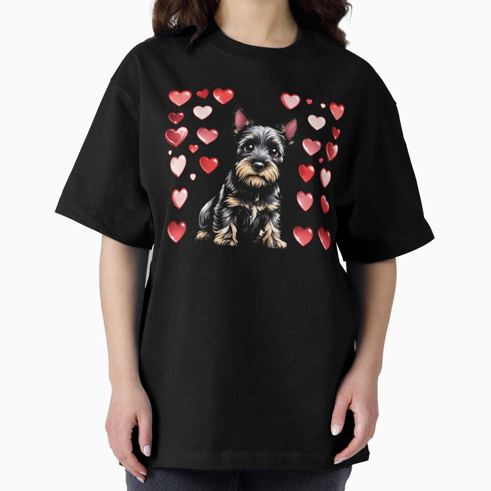 Cute Schnauzer Dog Mom Love Sticker | Kawaii Retro Puppy Hearts Aesthetic by astersgraphics
