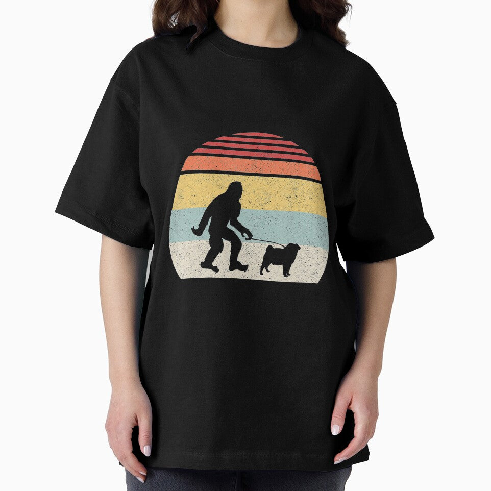 Vintage Retro Bigfoot Walking Pug Dog by Jocelyn221