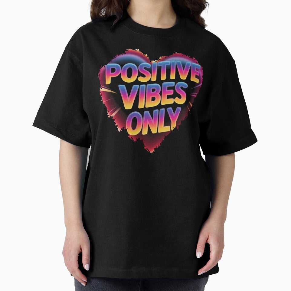 Positive Vibes Only – Colorful Heart Typography Illustration by positive vibes
