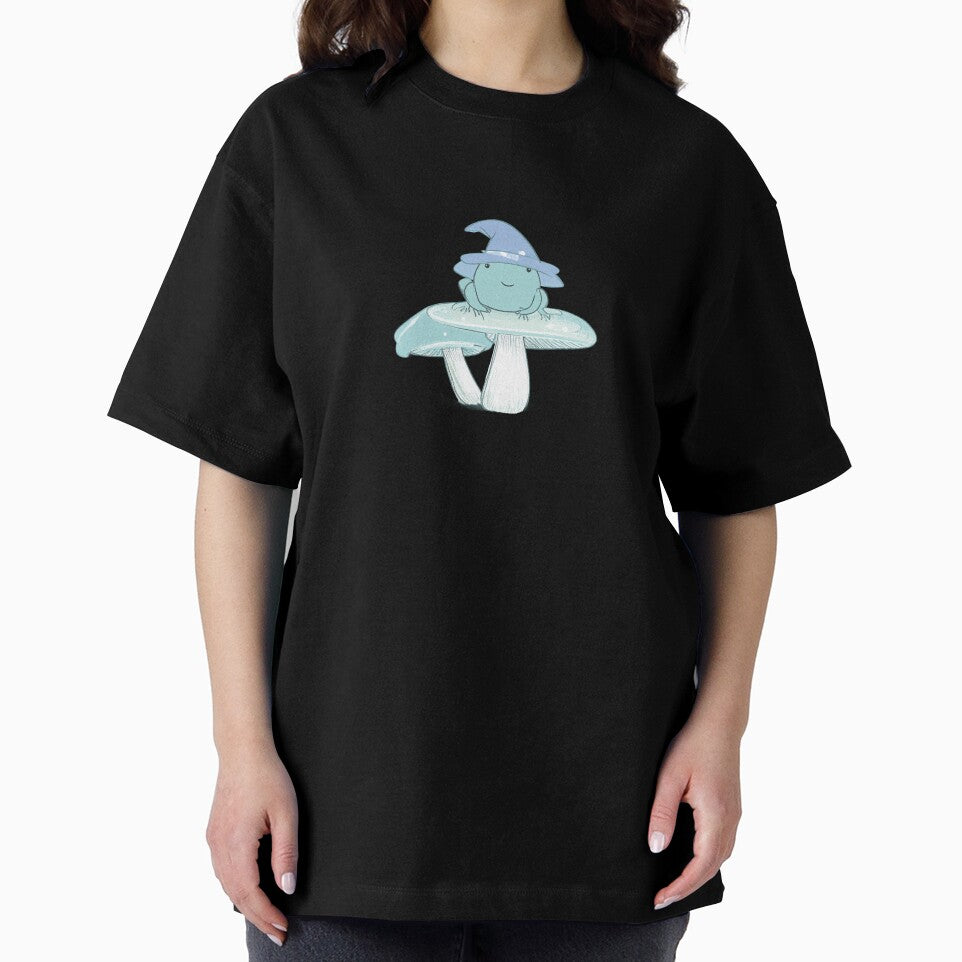 Cute Frog Wizard on Mushroom – Cottagecore Magical Frog Illustration by Aerlume