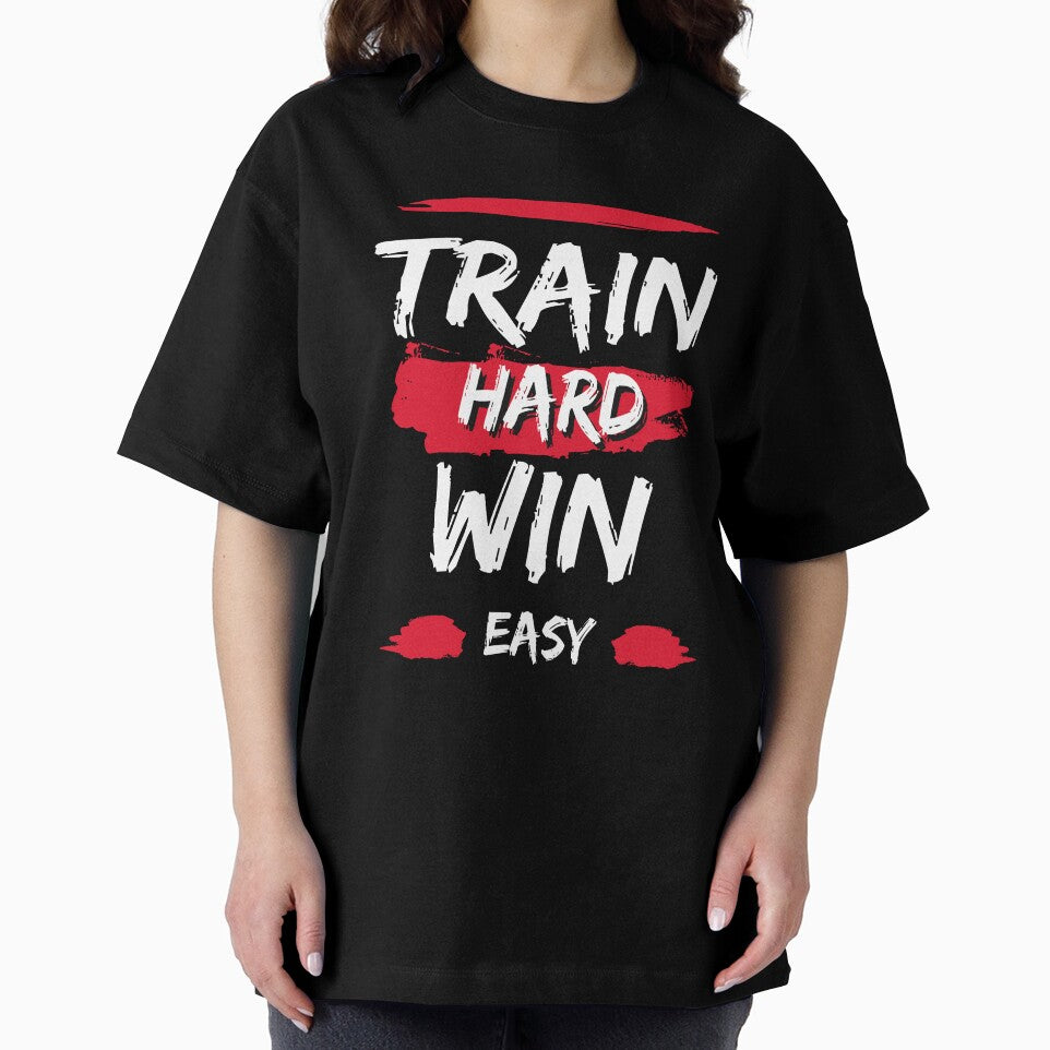 Train Hard Win Easy | Fitness Motivational Quote T-Shirt by TshirtWing