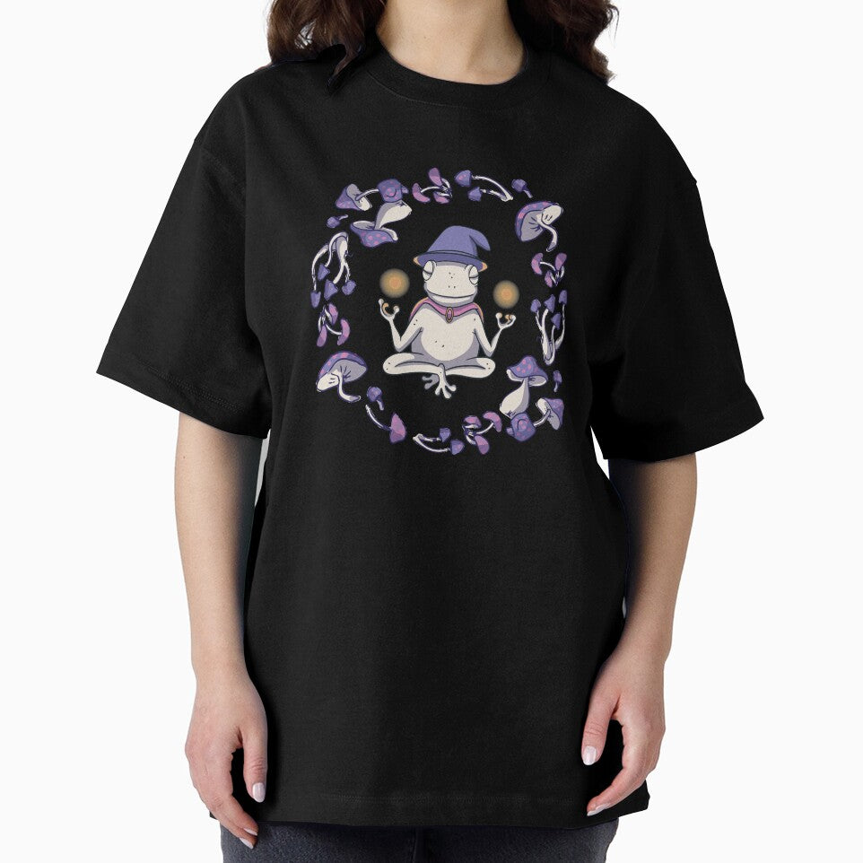 Meditating Frog Cottagecore Mushroom Mystical Fairycore Yoga Frog by Lala35