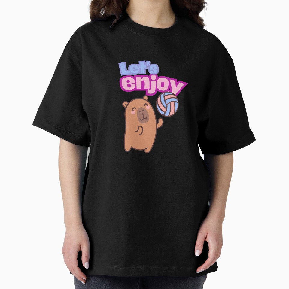 Cute Capybara Illustration – Kawaii Animal with “Let’s Enjoy” Text by Moon's Arts