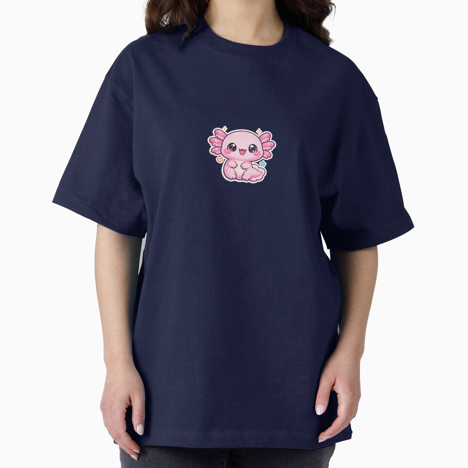 Cute Pink Axolotl Kawaii Cartoon – Adorable Pastel Axolotl Sticker & T-Shirt Design by irfanshikh