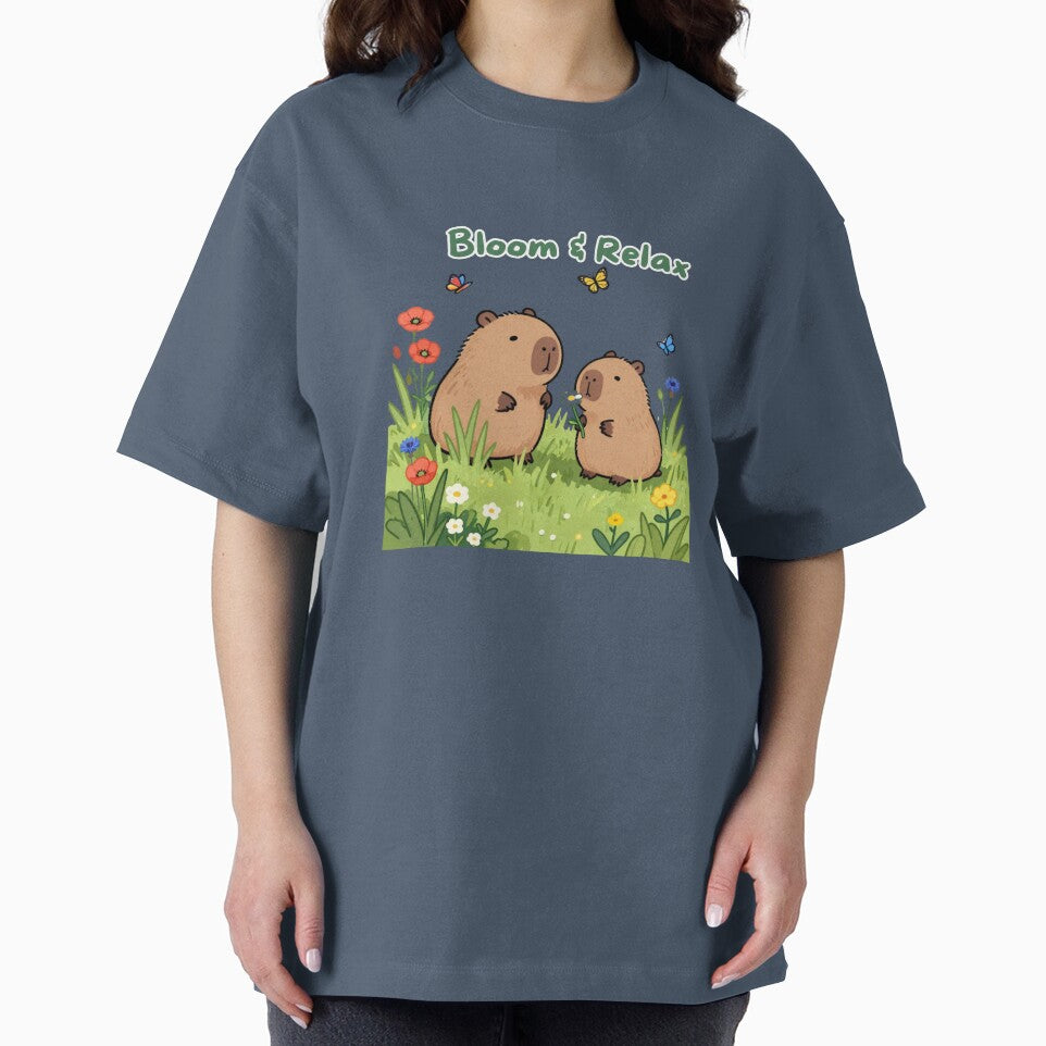 Bloom & Relax - Cute Capybara Garden Illustration by BCapybara