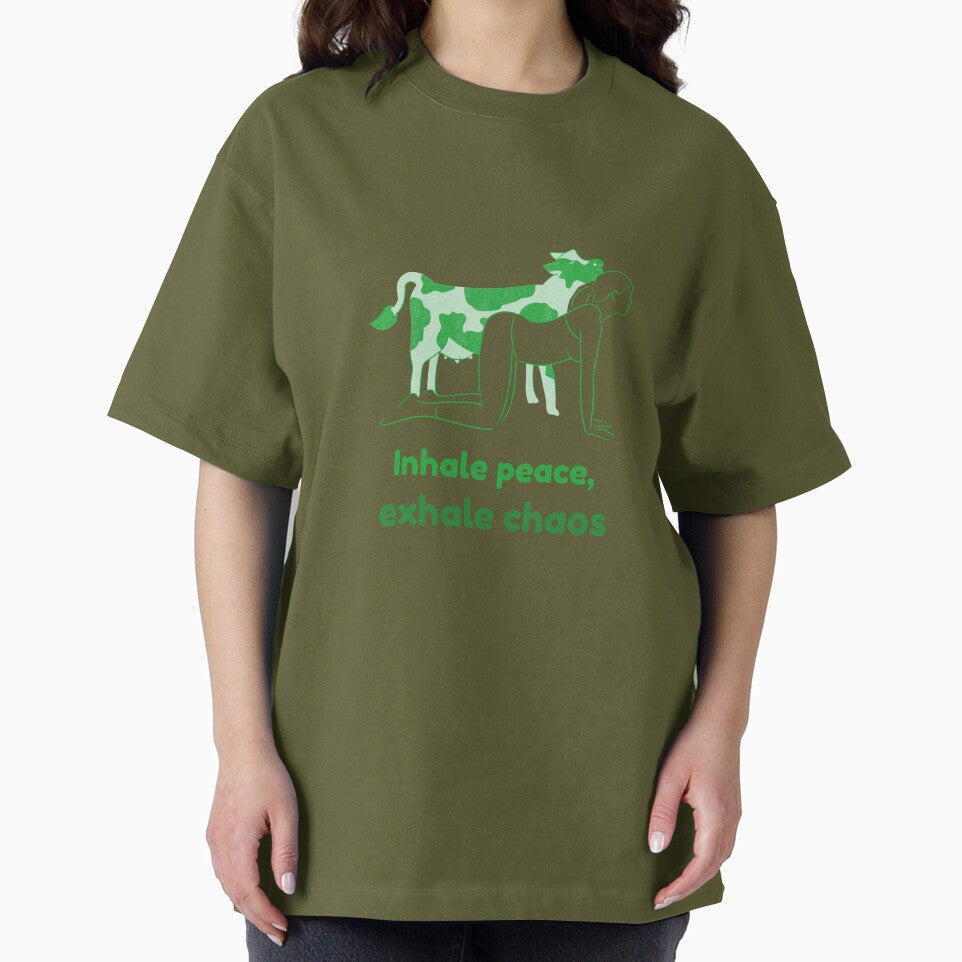 Cow Yoga Pose Bitilasana – Inhale Peace Exhale Chaos Mindful Breathing Yoga Design by WellspringXflow